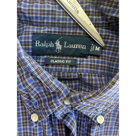 Ralph Lauren Classic Shirt Men's Medium Black Blue Check Long Sleeve Button Up - Picture 4 of 6